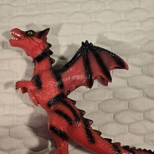 Collectable Large Red & Black Noise Making Dragon Silicone Feel Toy